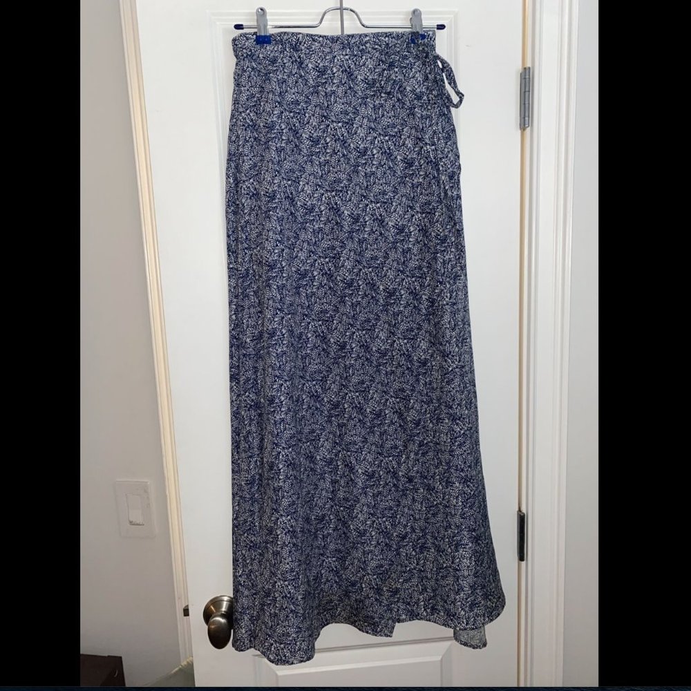 Tempest Navy Blue Print Wrap Maxi Skirt